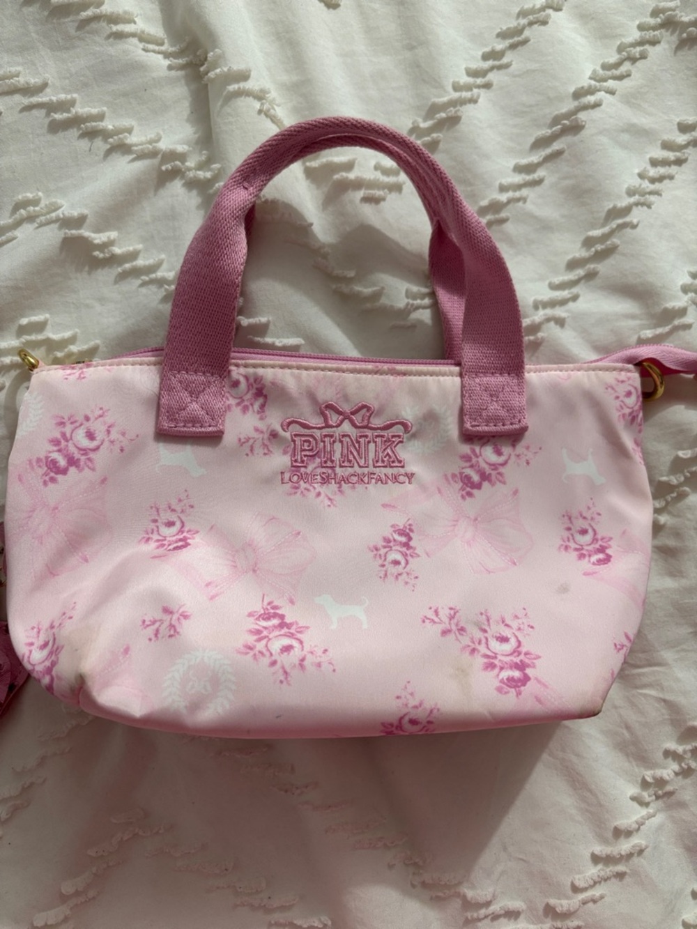 PINK Victoria's Secret with Love Shack Fancy Light Pink Floral Mini Tote